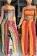 Strap wrap chest print two piece set QY5075