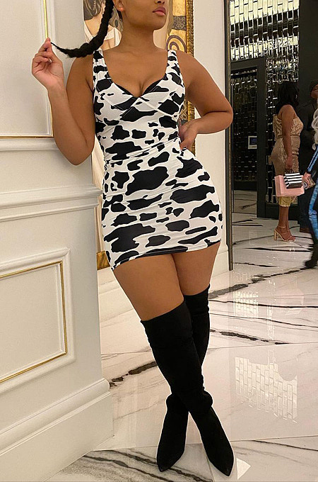 Contrast cut-out dress QMQ7029