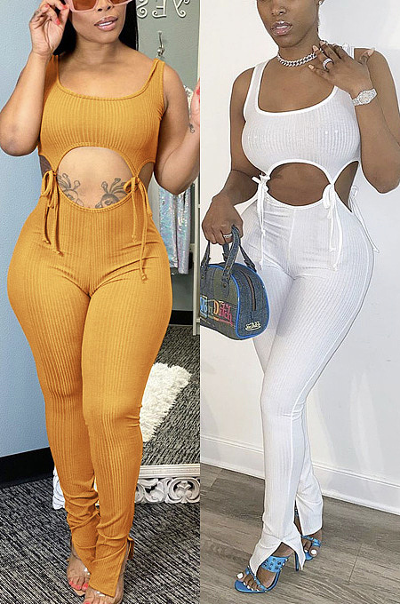 Sleeveless open waist suspender Jumpsuit BLX7504