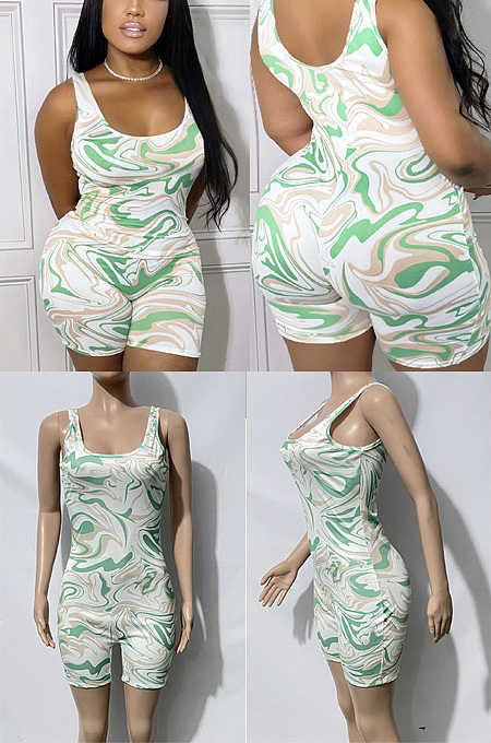 Casual printed sleeveless Jumpsuit JH316