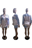 Cardigan patchwork striped commuter shirt set QQ5271
