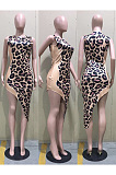 Leopard print unique twill dress D8484