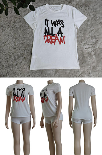 Hot stamping simple white short sleeve (only top) YZ6023