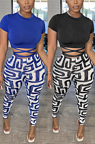 Printed pants short sleeve two piece set AN526