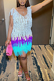 Perspective knitted hand hook mesh tassel beach sun protection dress CM8620