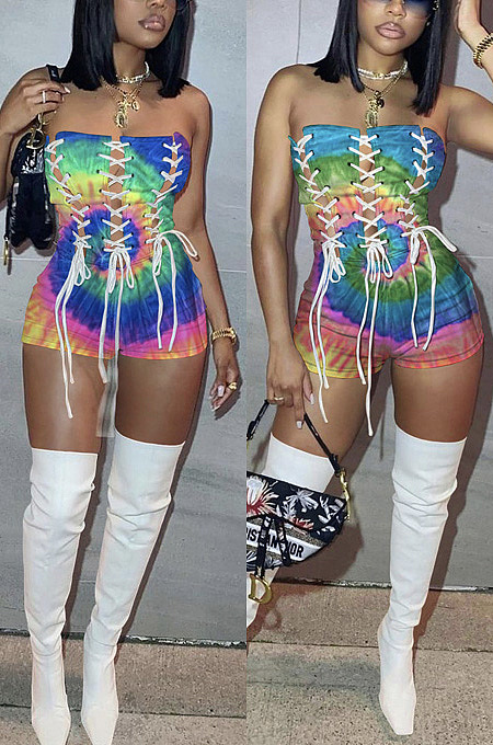 Tie dyed sleeveless hollow out bandage Jumpsuit HAA99109