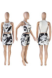 Round neck sleeveless Hip Wrap two piece skirt set HAA99116