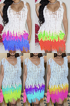 Perspective knitted hand hook mesh tassel beach sun protection dress CM8620