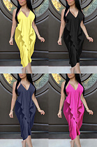 Chiffon suspender Strapless ear edge split dress BLX7516