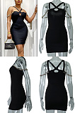 Milk silk one shoulder off back slim wrap hip dress XB511966