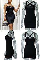 Milk silk one shoulder off back slim wrap hip dress XB511966