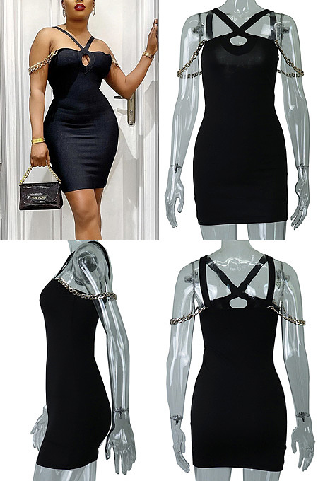 Milk silk one shoulder off back slim wrap hip dress XB511966