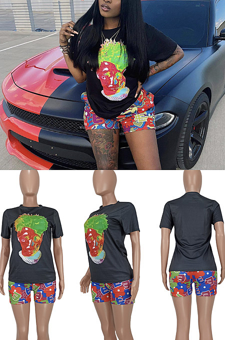 Two piece printed Shorts Set ED8620