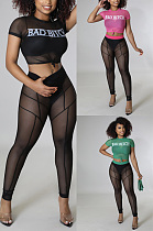 Stretch screen printed casual two piece set LBA89008