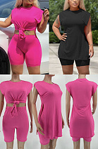 Round neck sleeveless slit casual two piece set AMW8388