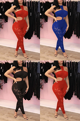 Cutout patchwork solid color BODYSUIT LM88859