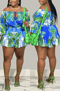 Chiffon shirt loose print Jumpsuit K2389