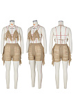 WHOLESALE| Knitted perspective tassel beach shorts cup set ZS0231