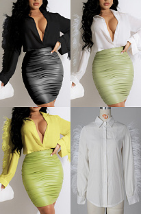 Luxurious ostrich fur decorative shirt ZS0448