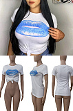 Printed lips short sleeve T-shirt AWL5862