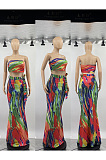 Striped print wrap skirt two piece set AD1375