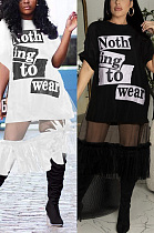 T-shirt letter mesh vest skirt two piece set GL6577