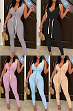 Corn strap zipper hooded open pocket Jumpsuit CM8625