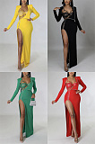 Perspective wrap chest high slit wrap hip solid lace suit CCY9584