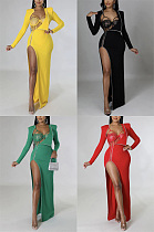 Perspective wrap chest high slit wrap hip solid lace suit CCY9584