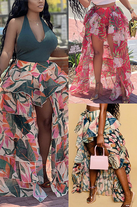 Chiffon print patchwork skirt skirt LML326