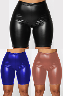 PU Material Hight Waist Shorts PLUS SIZE