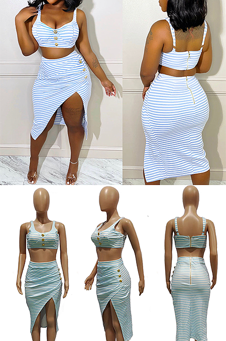 Stripes Tank Shirt Set