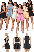 Off Shoulder Front Hollow-out Skirt Set