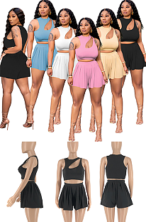 Off Shoulder Front Hollow-out Skirt Set