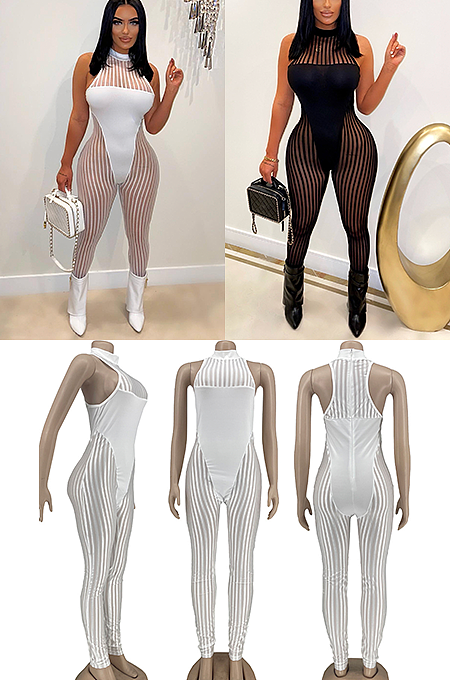 Off Shoulder See-through Jumpsuit