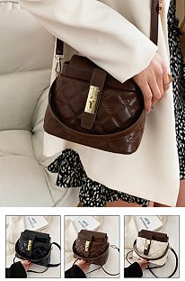 Vintage Design Color Blocking Plaid Pattern Shoulder Handle Bag