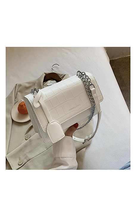 Vintage Flap Design Crocodile Pattern PU Crossbody Bag