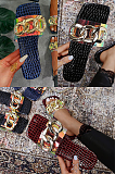 Crocodile Pattern Metal Decoration Slippers