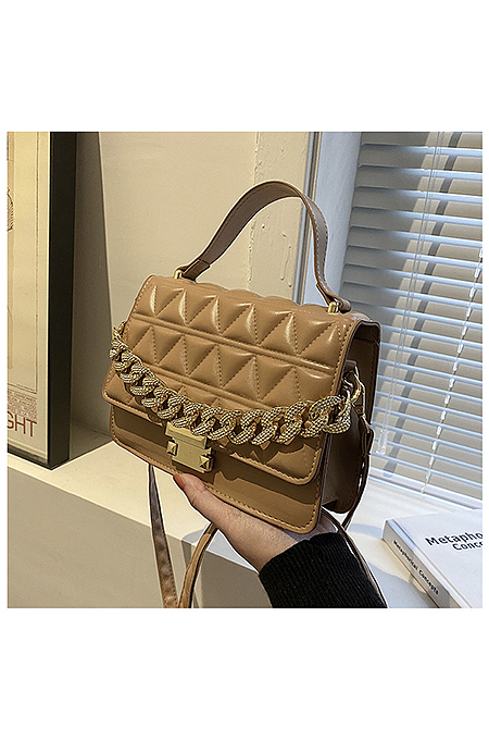  Rhombus Embossing Solid Color PU Crossbody Bag