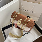 Vintage Chain Clamshell Design Crocodile Pattern Color Blocking Crossbody Bag