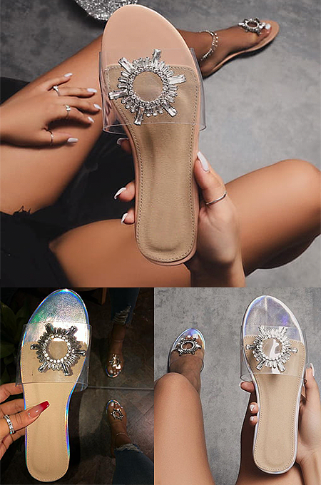 Rhinestone Decoration Slippers