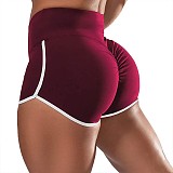 Plus Size Women Sports Color Blocking High Waist Shorts