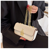 Vintage Chain Clamshell Design Crocodile Pattern Color Blocking Crossbody Bag