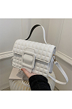 Flap Buckle Design Plaid Stitching Solid Color PU Crossbody Bag