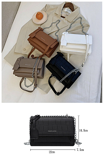 Vintage Flap Design Crocodile Pattern PU Crossbody Bag