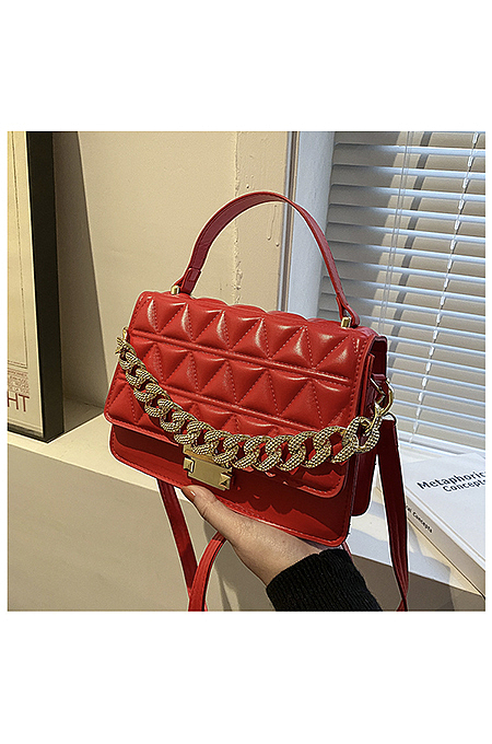  Rhombus Embossing Solid Color PU Crossbody Bag