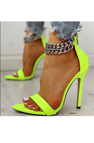 Metal Chain Ankle Strap High Heeled Sandals
