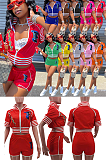 Short Sleeve Jaket Top & Shorts Set