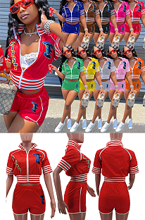 Short Sleeve Jaket Top & Shorts Set