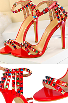 11cm High Heels Rivets Studded Sandals Ankle Buckle Strap Stiletto Shoes